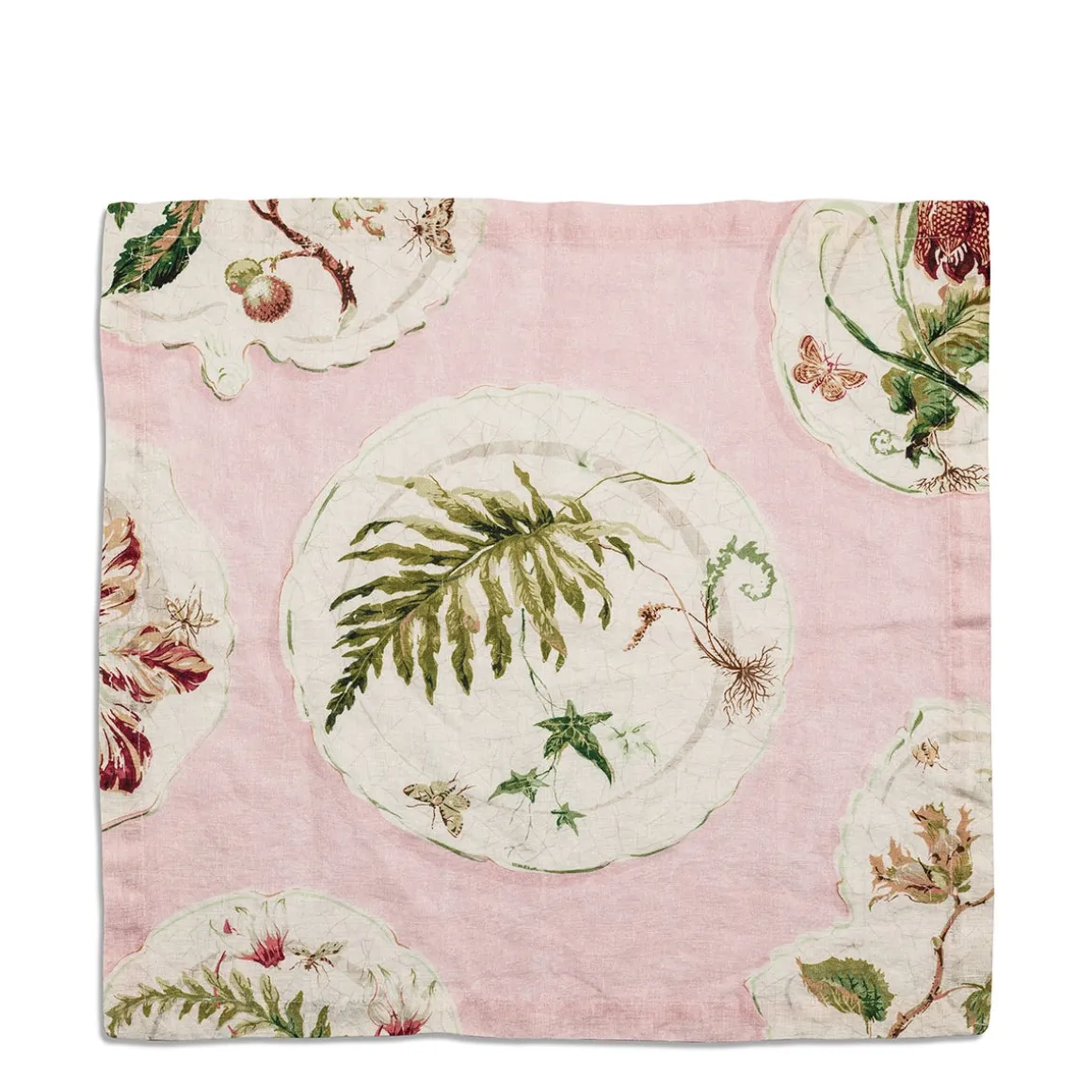 Daylesford X Colefax Quince Garden Napkin in Pink with Fern