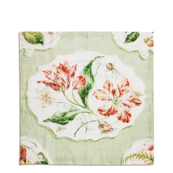 Daylesford x Colefax Quince Garden Napkin in Green With Tulips