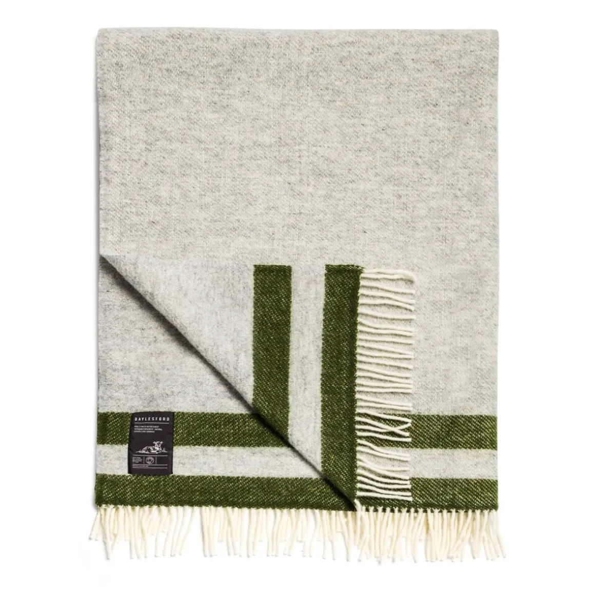 Elmstead Wool Throw Double Stripe Grey