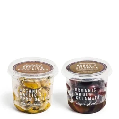 Organic Garlic & Herb Olives and Organic Kalamata Olives