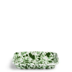 Splatter Small Rectangular Dish Green Enamel