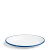 White & Blue Enamel Oval Plate
