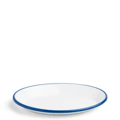 White & Blue Enamel Oval Plate