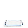 White & Blue Enamel Rectangle Dish Small