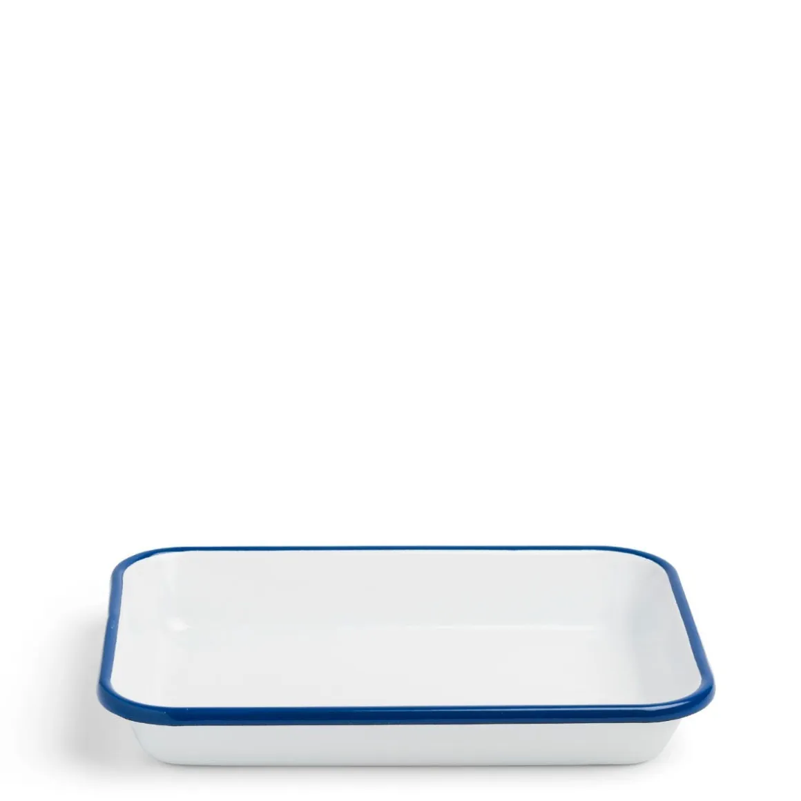 White & Blue Enamel Rectangular Dish Large