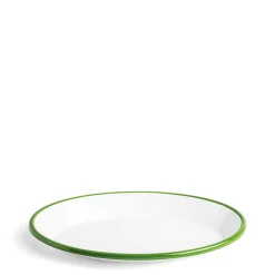White & Green Enamel Oval Plate