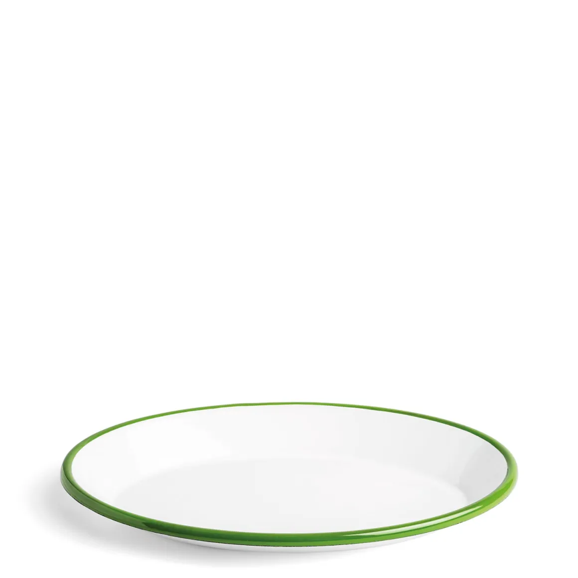 White & Green Enamel Oval Plate