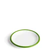 White & Green Enamel Plate 20cm