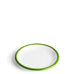 White & Green Enamel Plate 20cm