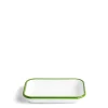 White & Green Enamel Rectangular Dish 21cm