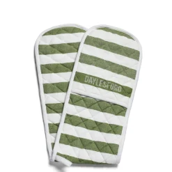 White & Green Stripe Double Oven Glove