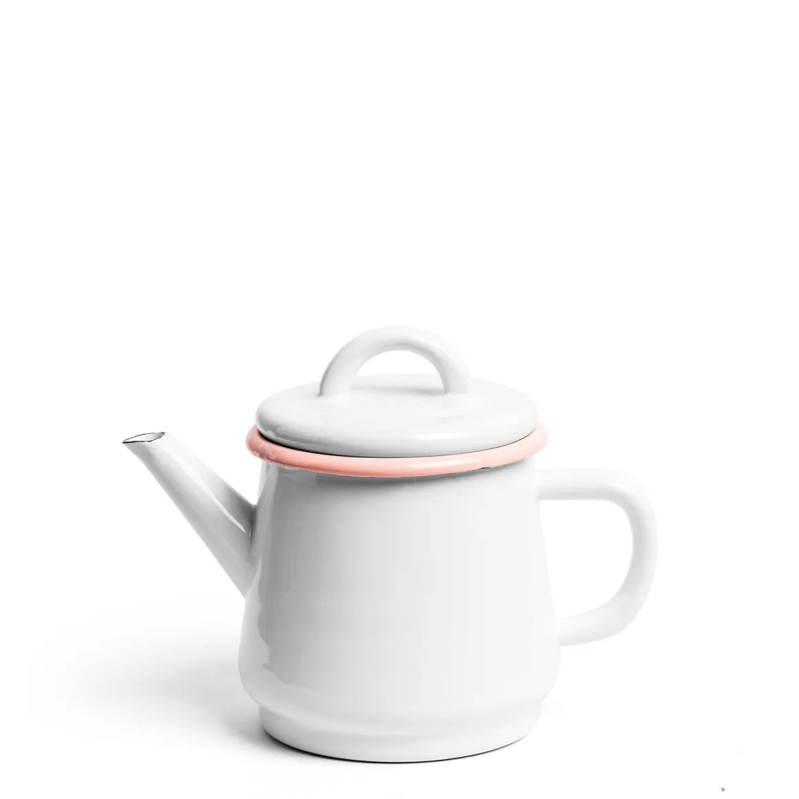 White & Pink Enamel Teapot
