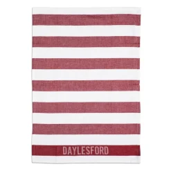 White & Red Stripe Tea Towel